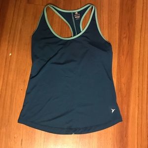 Blue semi fitted workout tank
